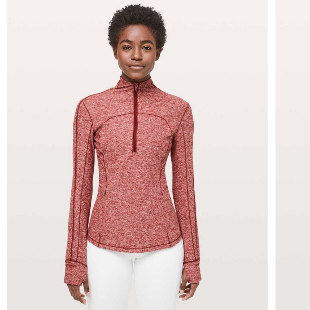 Lululemon Red Half Zip Long Sleeve Running Top Size 6
